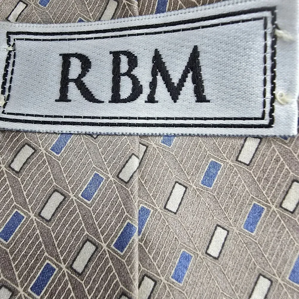RBM Collection Necktie Tie Men Multicolor Geometric 100% Silk Vintage 57 x 4